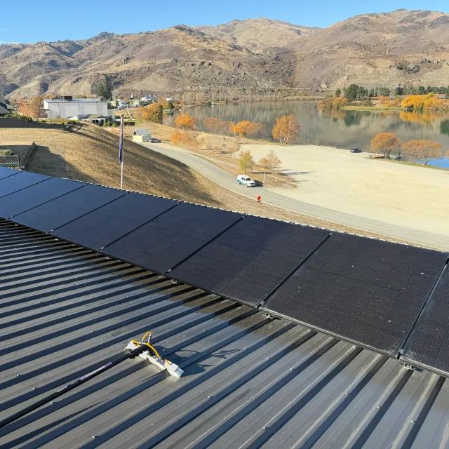 Solar panel cleaning on a Central Otago property